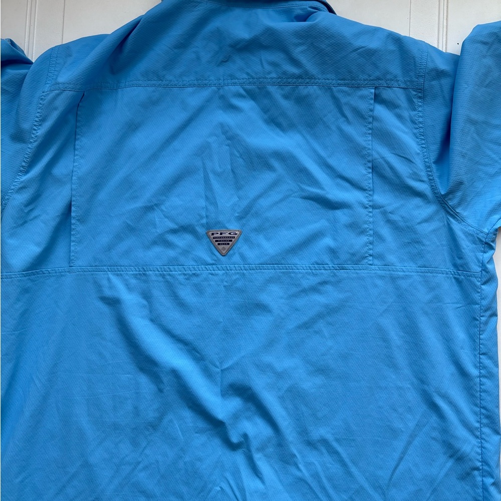 Columbia Men’s Omni-Shade Short Sleeve Button Down Shirt Blue Size XXL Tall - Picture 7 of 10